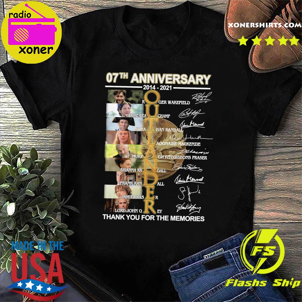 Official 07th Anniversary 2014 2021 Of The Outlander Character Signatures Thank You For The Memories Shirt