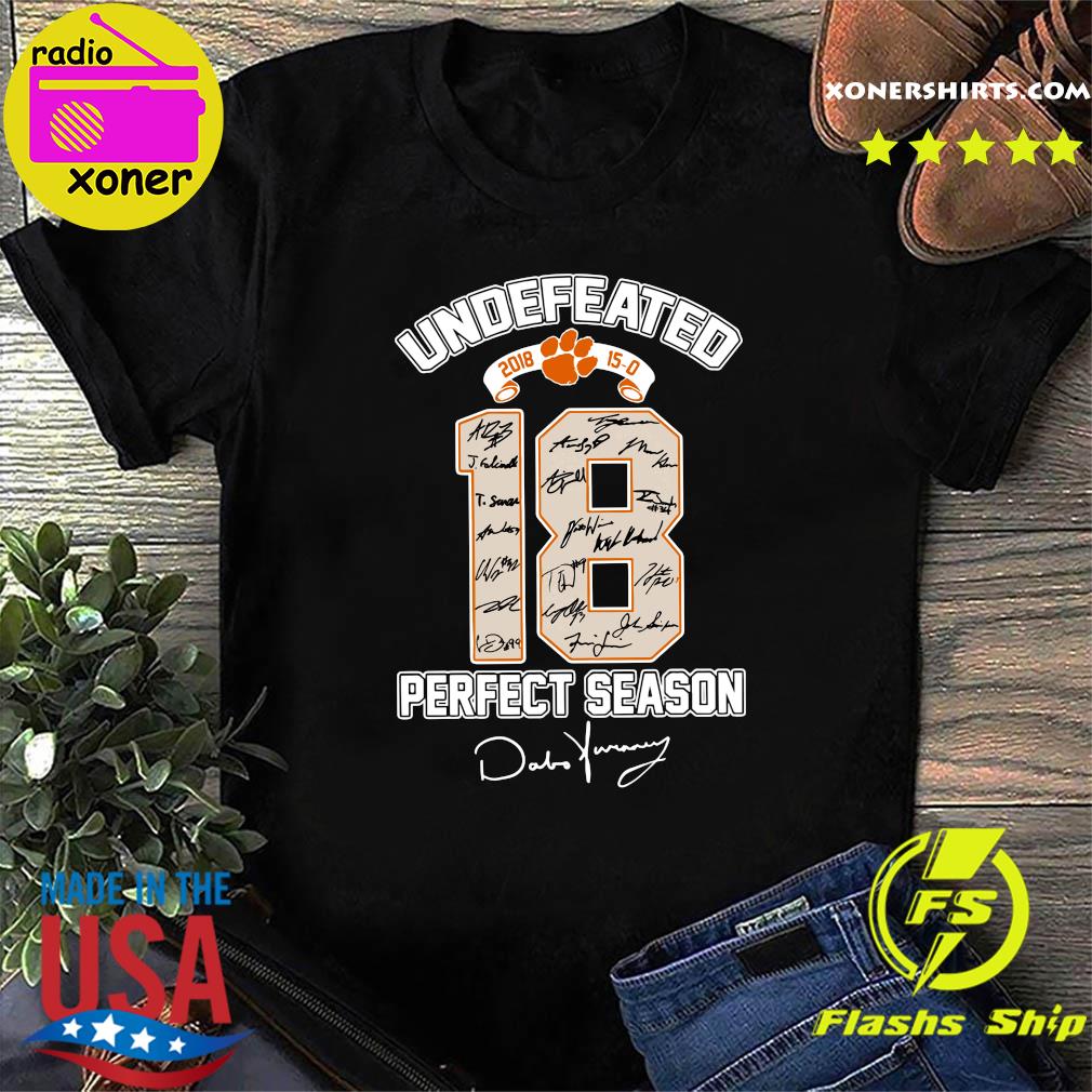 Official Clemson Tigers Undefeated 18 Perfect Season Signatures Shirt