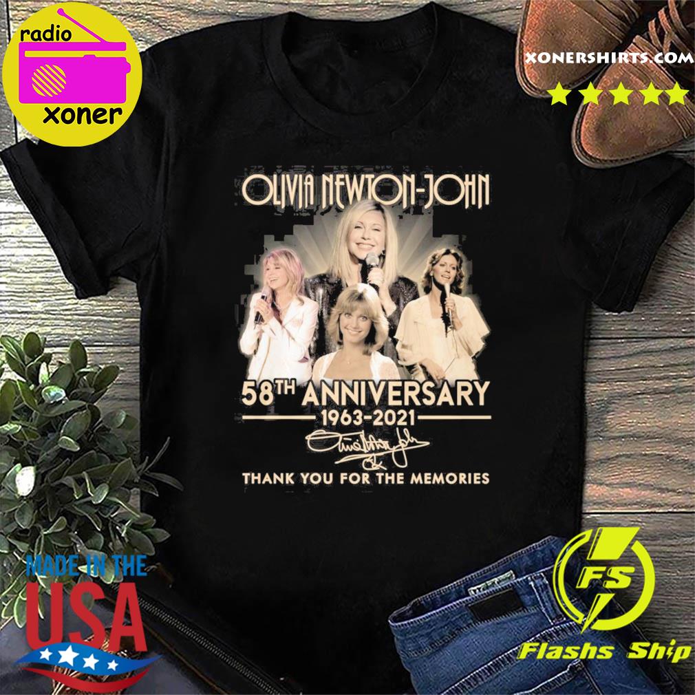 Olivia Newton-john 58th Anniversary 1963 2021 Signatures Thank You For The Memories Shirt