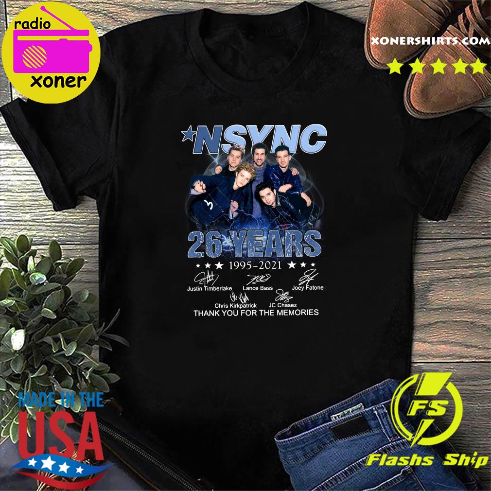 Official The Nsync Band 26 Years 1995 2021 Signatures Thank You For The Memories Shirt